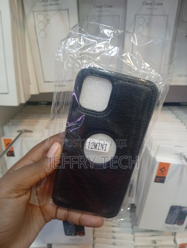 iPhone 12 Mini Dark Brown Textured Leather Back Cover Case - thumbnail 2