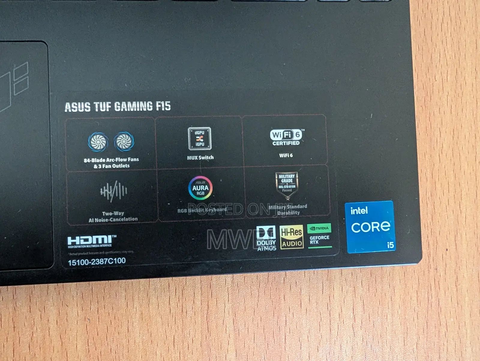 Laptop Asus TUF Dash F15 16GB Intel Core i5 SSD 640GB
