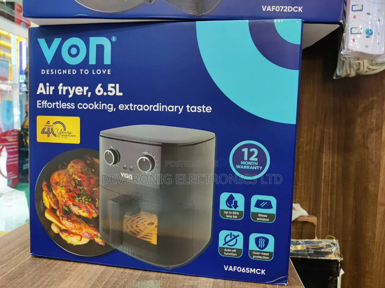 *Von Air Fryer 6.5litres Manual Vaf065mck