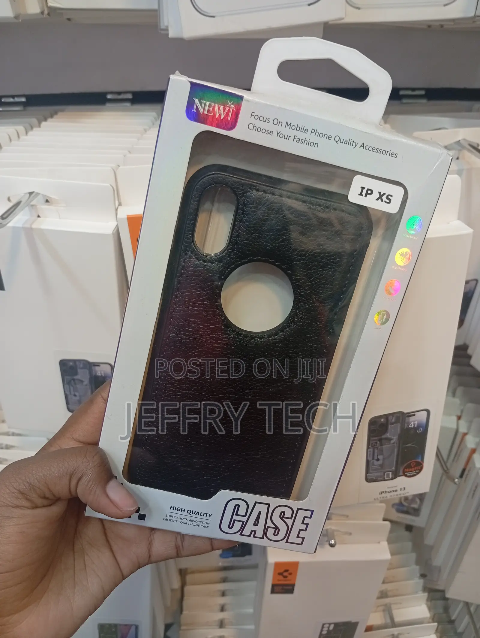 iPhone Xs Black Astque Pu Leather Back Cover Case