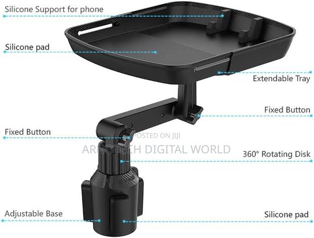 360° Rotating Car Cup Holder Tray Table With Phone Holder - thumbnail 5