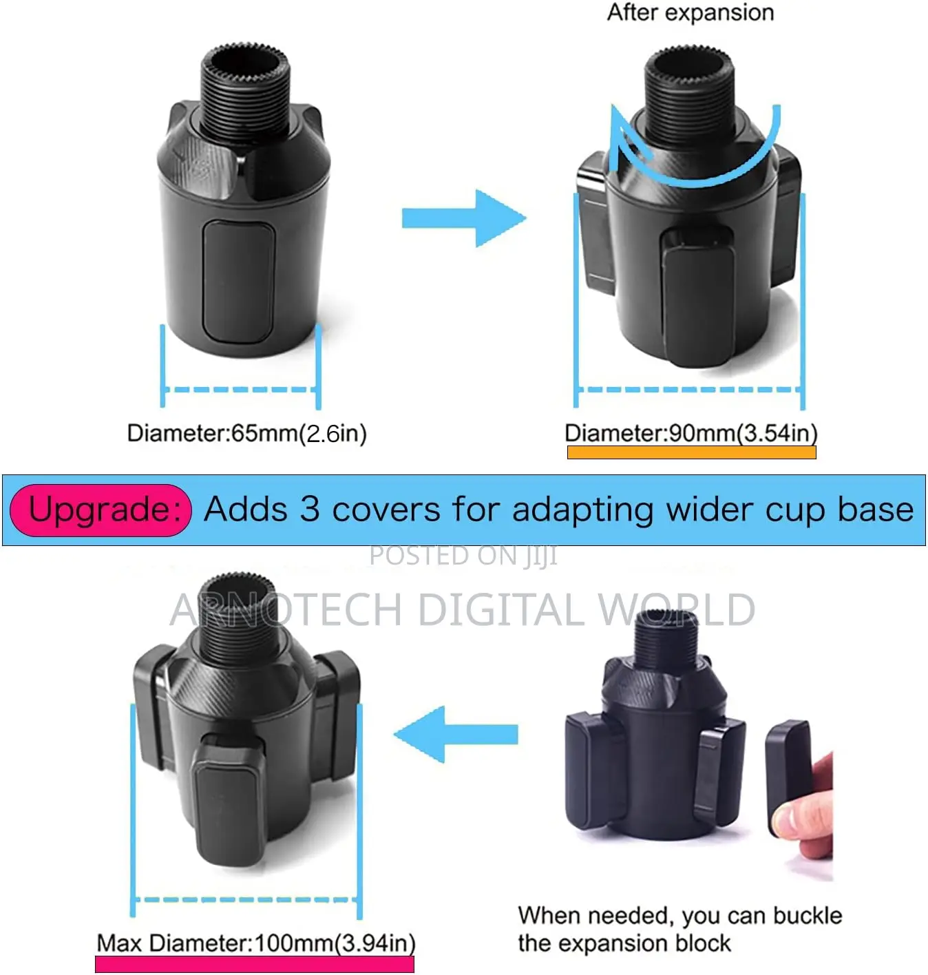 360° Rotating Car Cup Holder Tray Table With Phone Holder