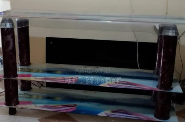 Modern Glass Tv Stand With Unique Printed Design - thumbnail 2