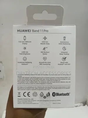 Huawei Band 11 Pro Fitness Tracker Featured in a White Product Box.