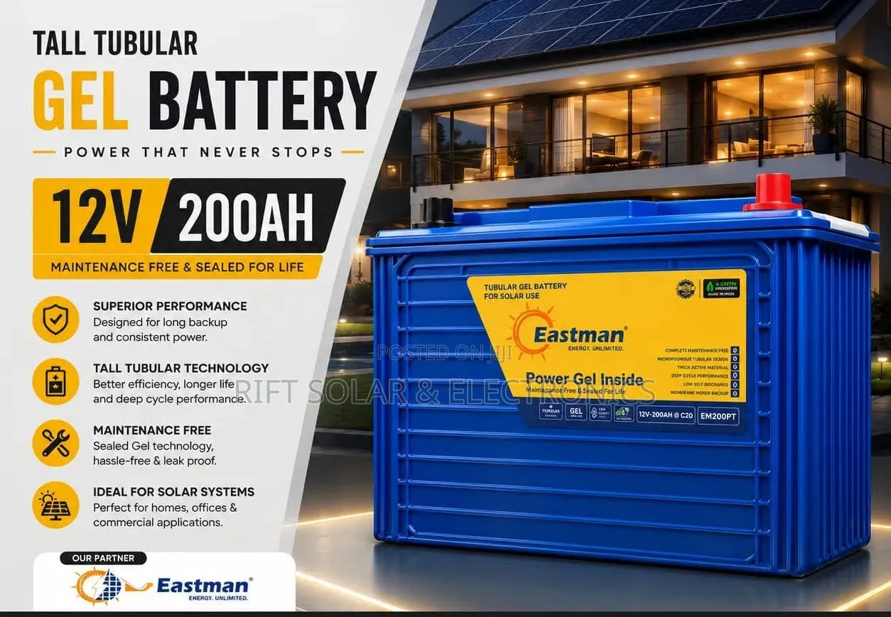 200ah - 12v Eastman Gel Tubular Solar Battery Heavy Duty