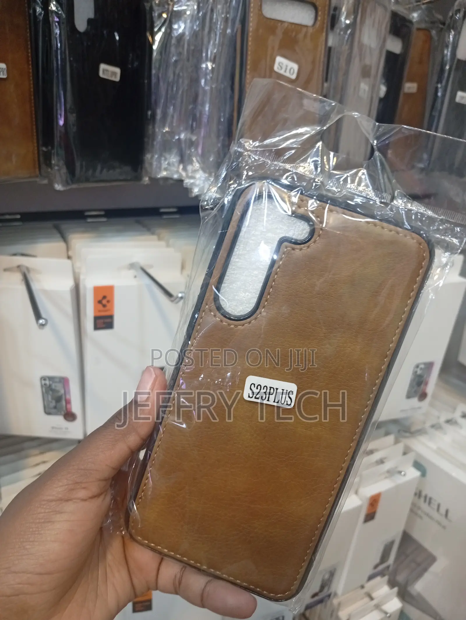 Samsung Galaxy S23 Plus a Brown Faux Leather Back Cover Case