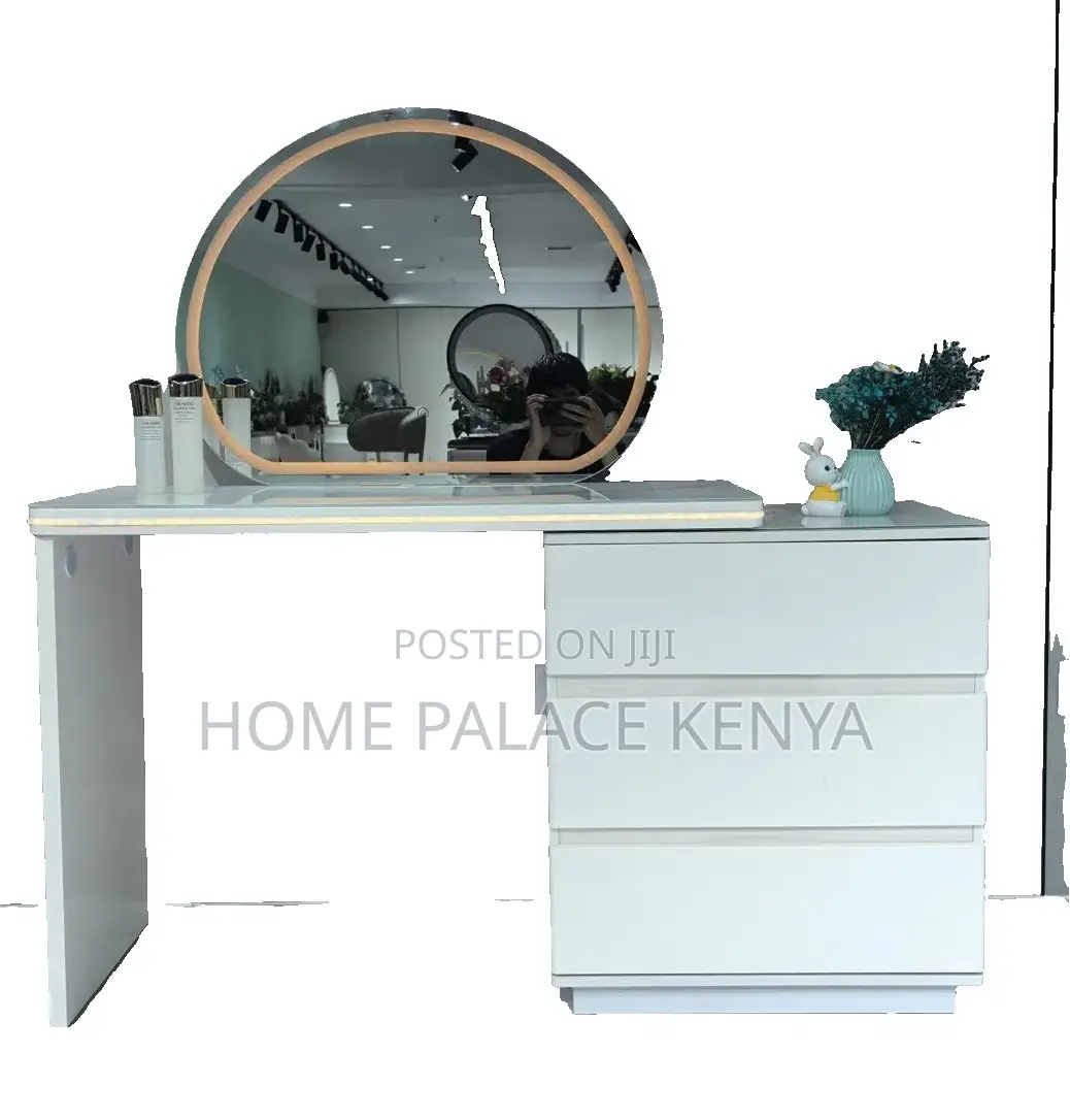 Vanity Table: Solid Wood MDF Led Makeup Dressing Table