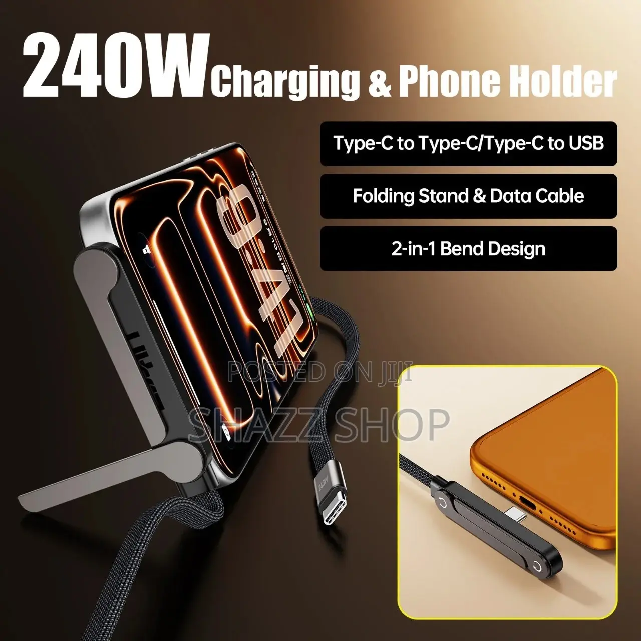 2-in-1 Invisible Holder Charger Cable