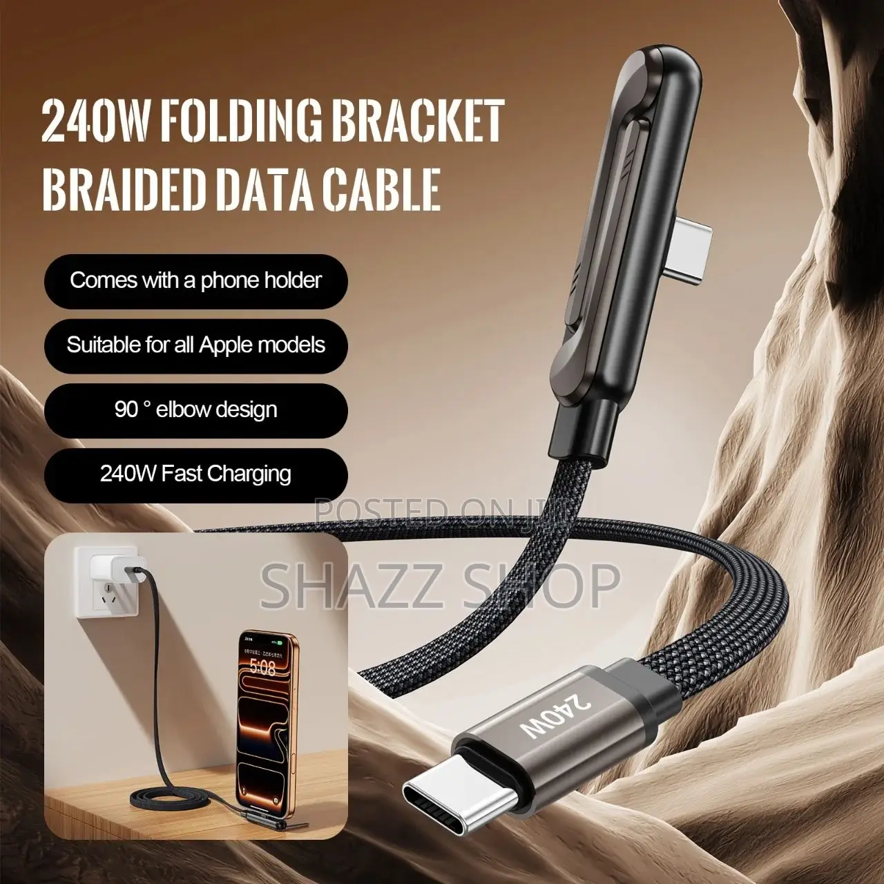 2-in-1 Invisible Holder Charger Cable