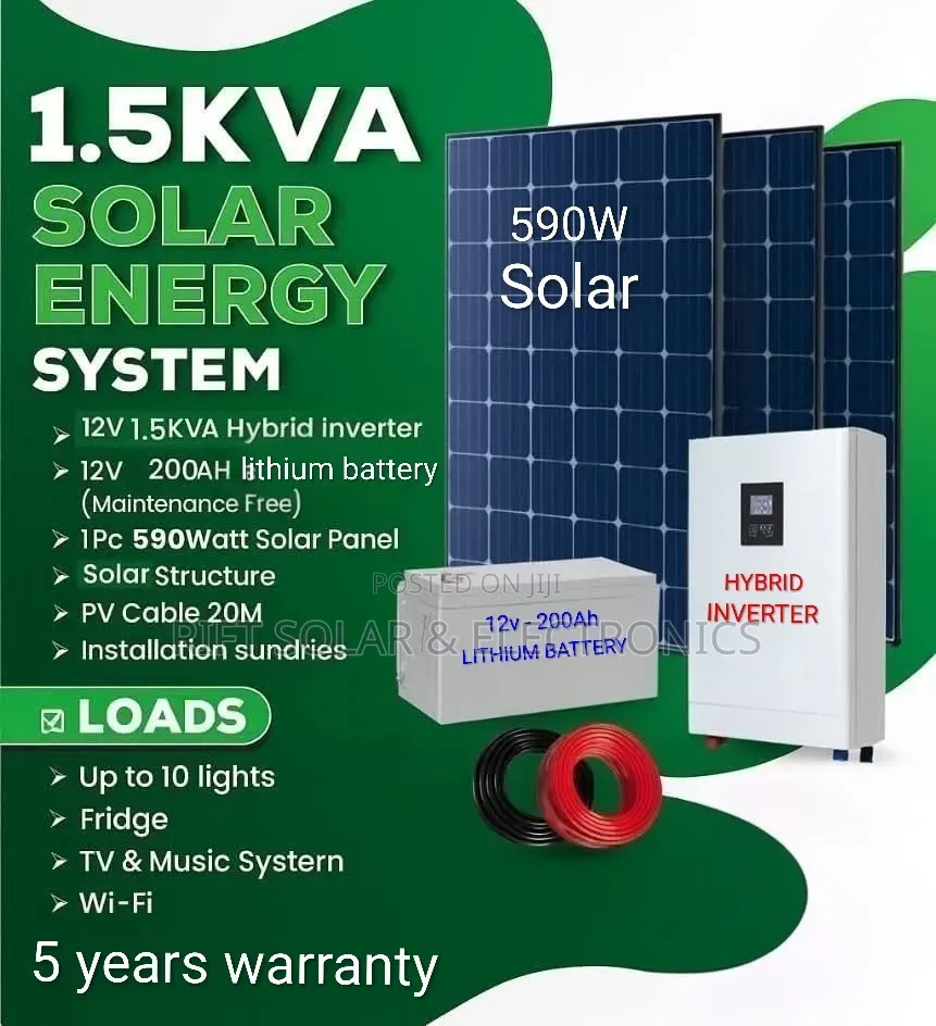 1.5kva Offgrid System - 200ah Lithium Battery - 590w Solar Home Kit