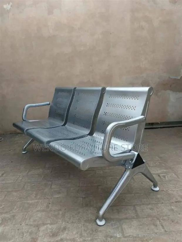 Office Bench; Modern Three Seaters Metallic Lgy Office Reception Bench
