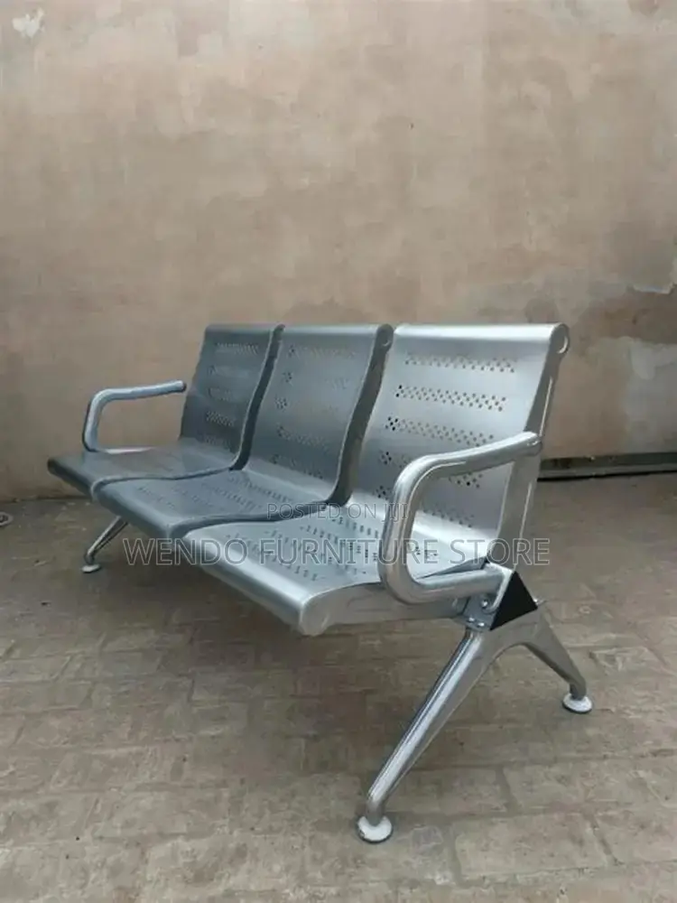 Office Bench; Modern Three Seaters Metallic Lgy Office Reception Bench