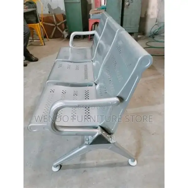 Office Bench; Modern Three Seaters Metallic Lgy Office Reception Bench