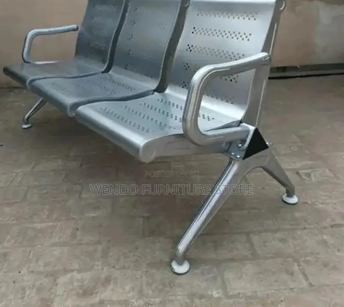 Office Bench; Modern Three Seaters Metallic Lgy Office Reception Bench