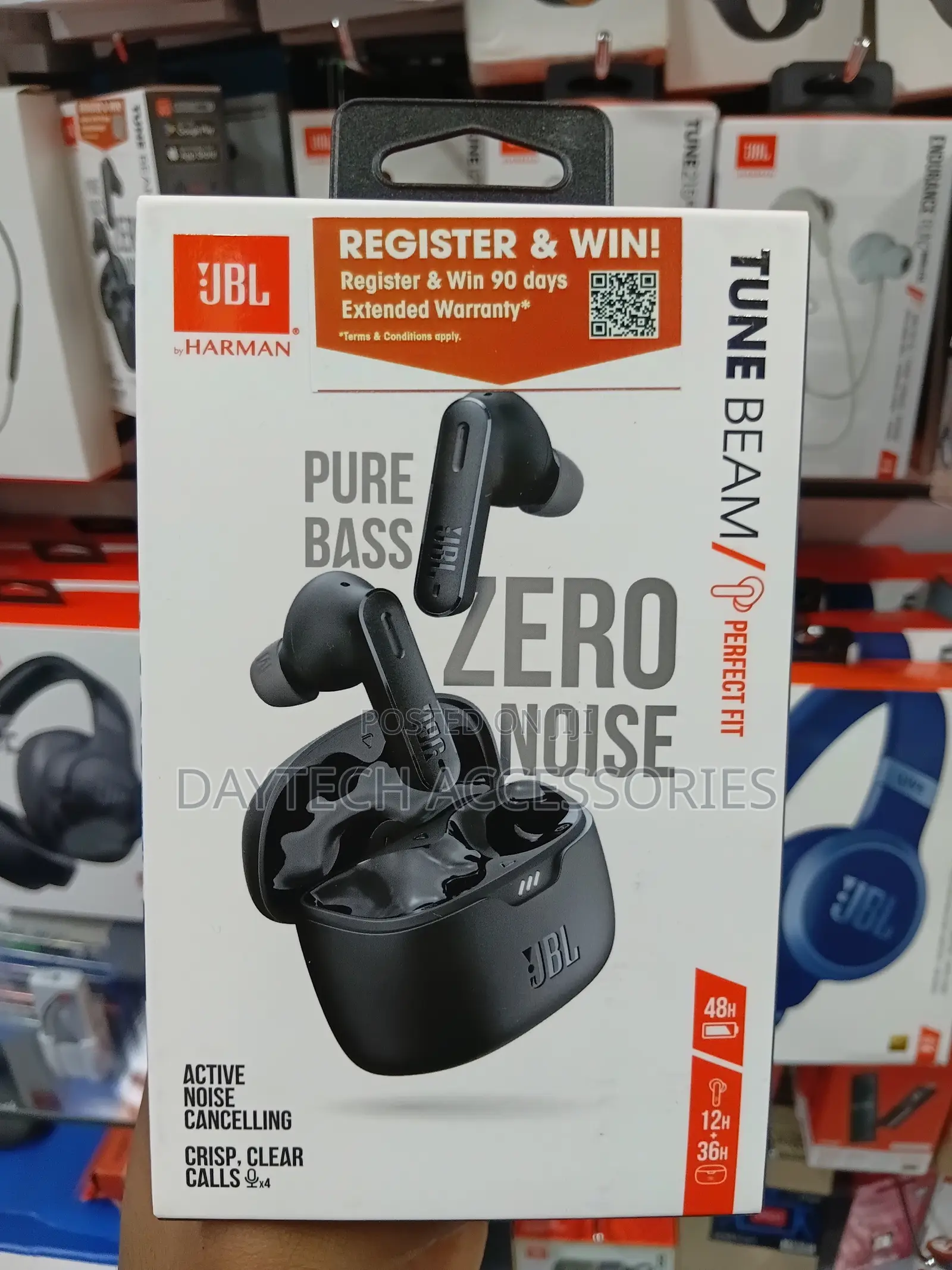 The JBL Tune Beam True Wireless Noise Cancelling Earbuds - Black
