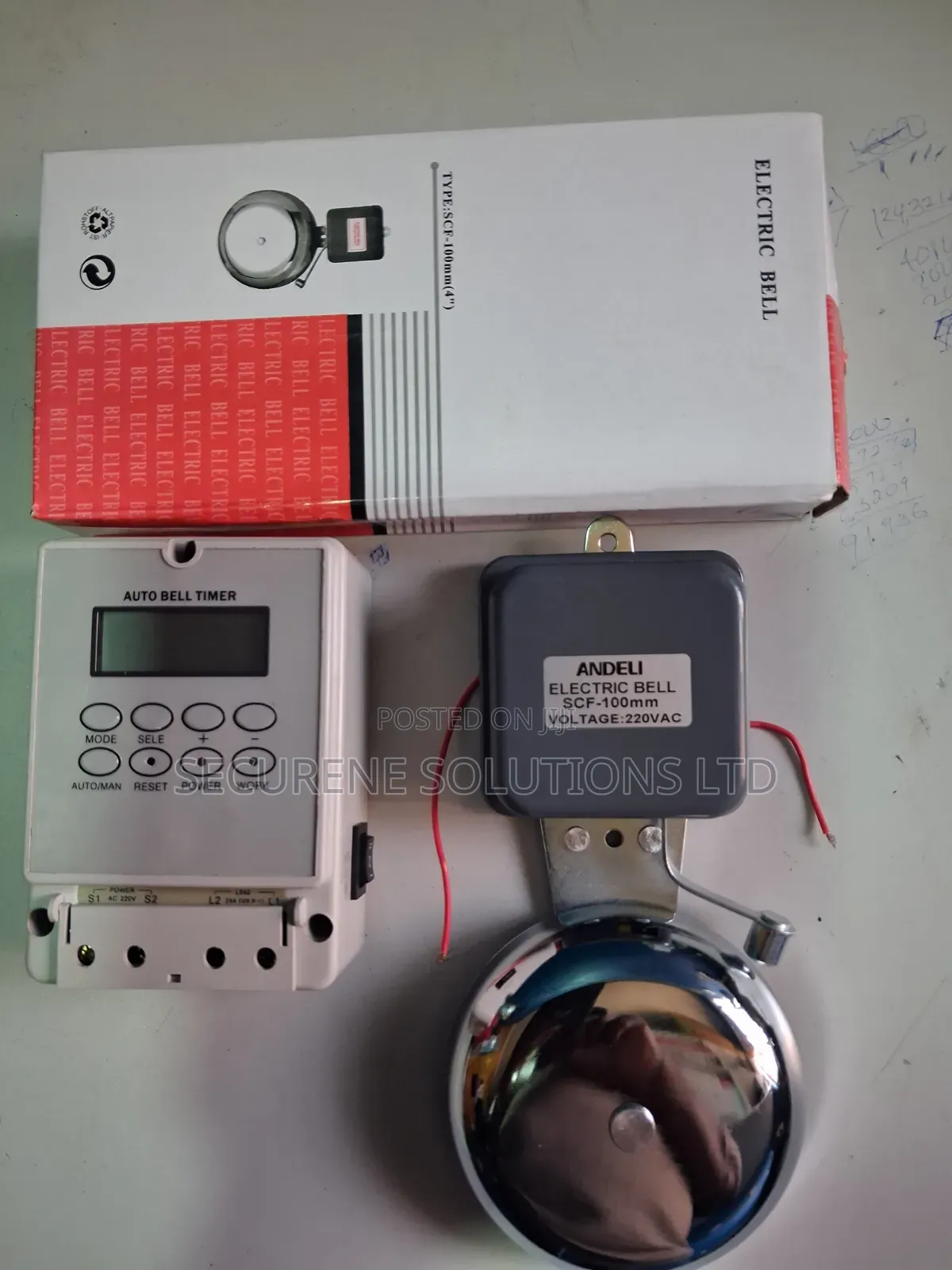 Auto SCH Bell Timer and 100mm Silver Andeli Electric SCH Bell Gong