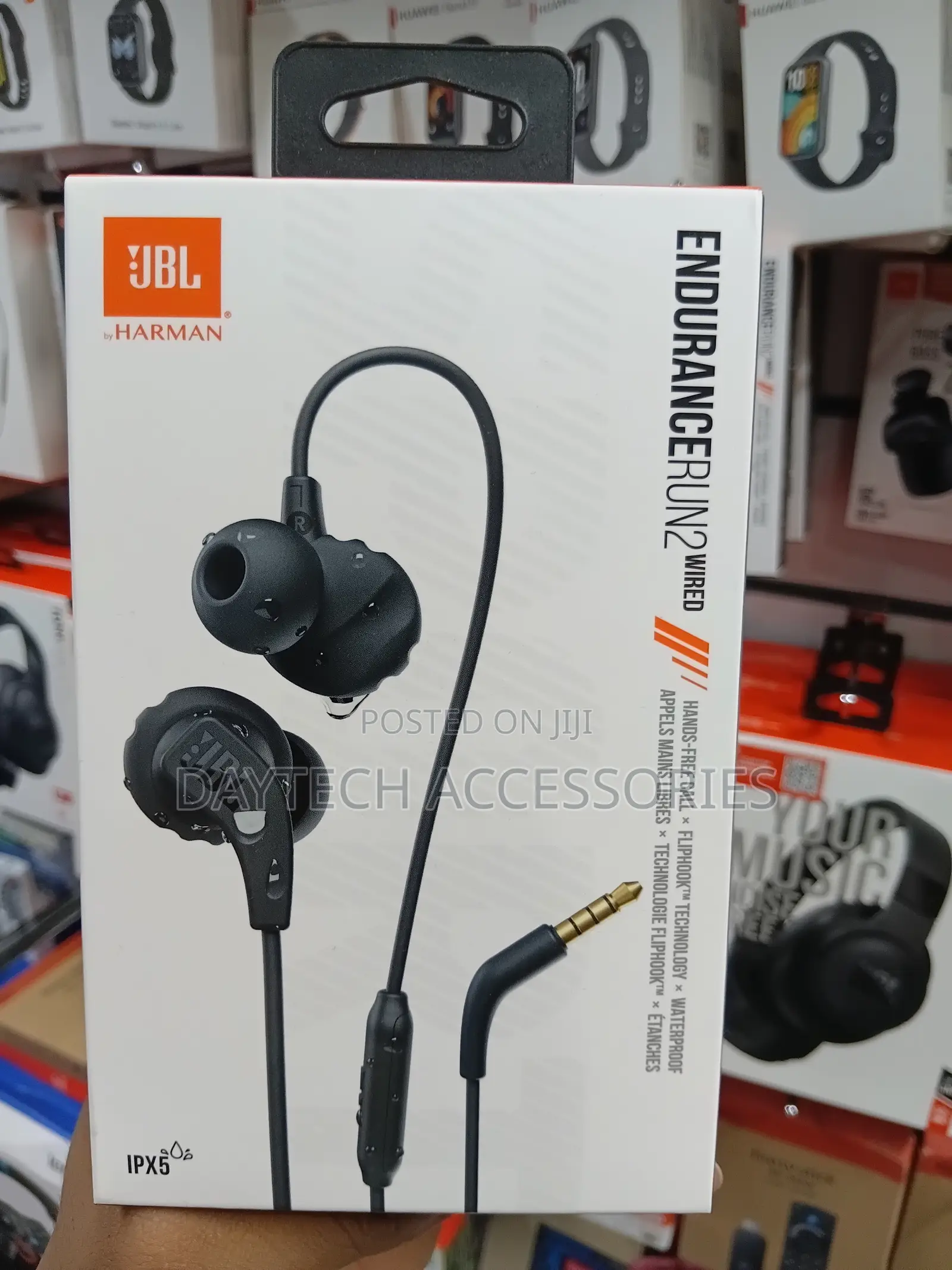 These Are JBL Endurance Run 2 Wired in-Ear Sports Headphones in Black.