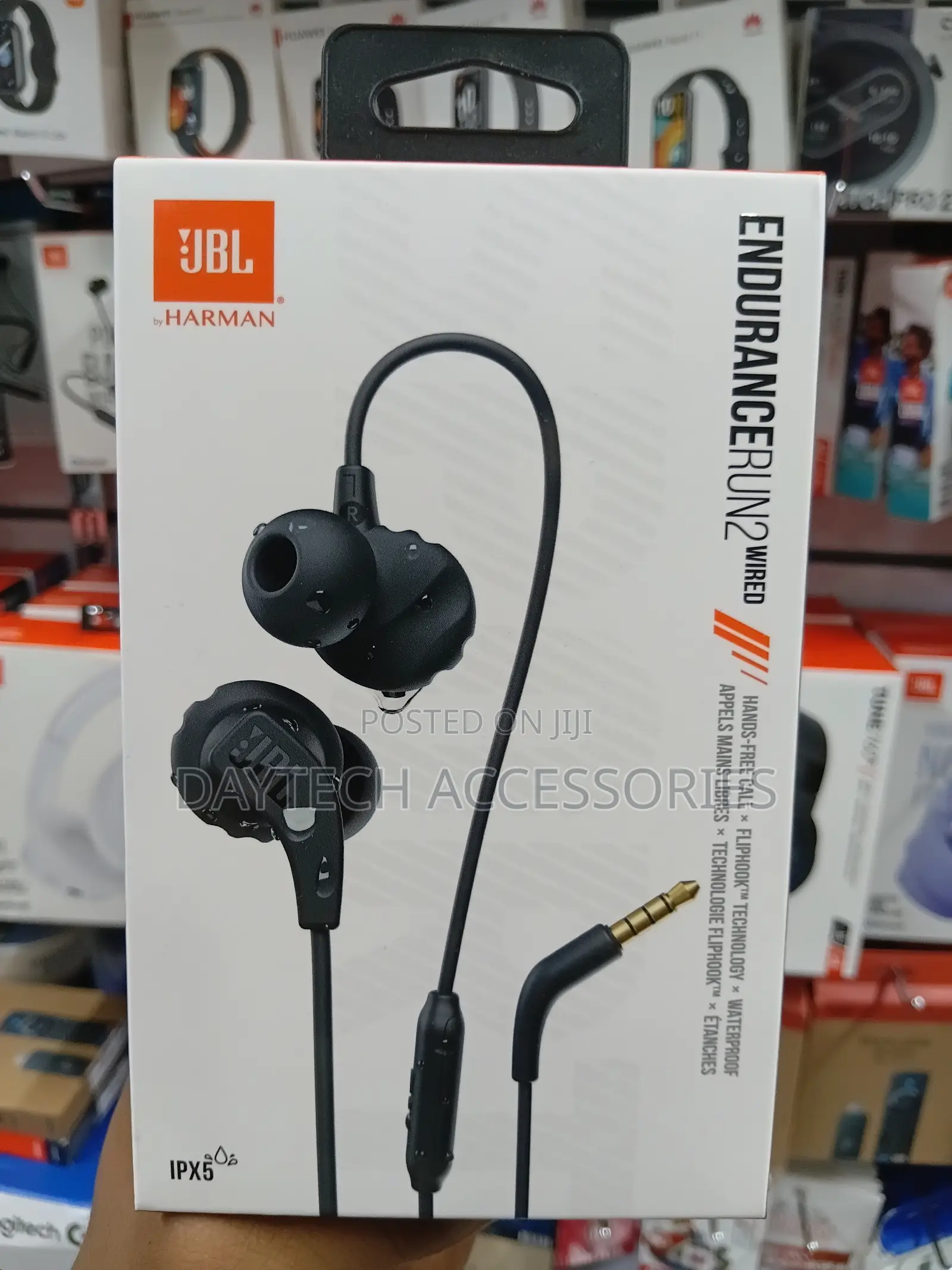 These Are JBL Endurance Run 2 Wired in-Ear Sports Headphones in Black.