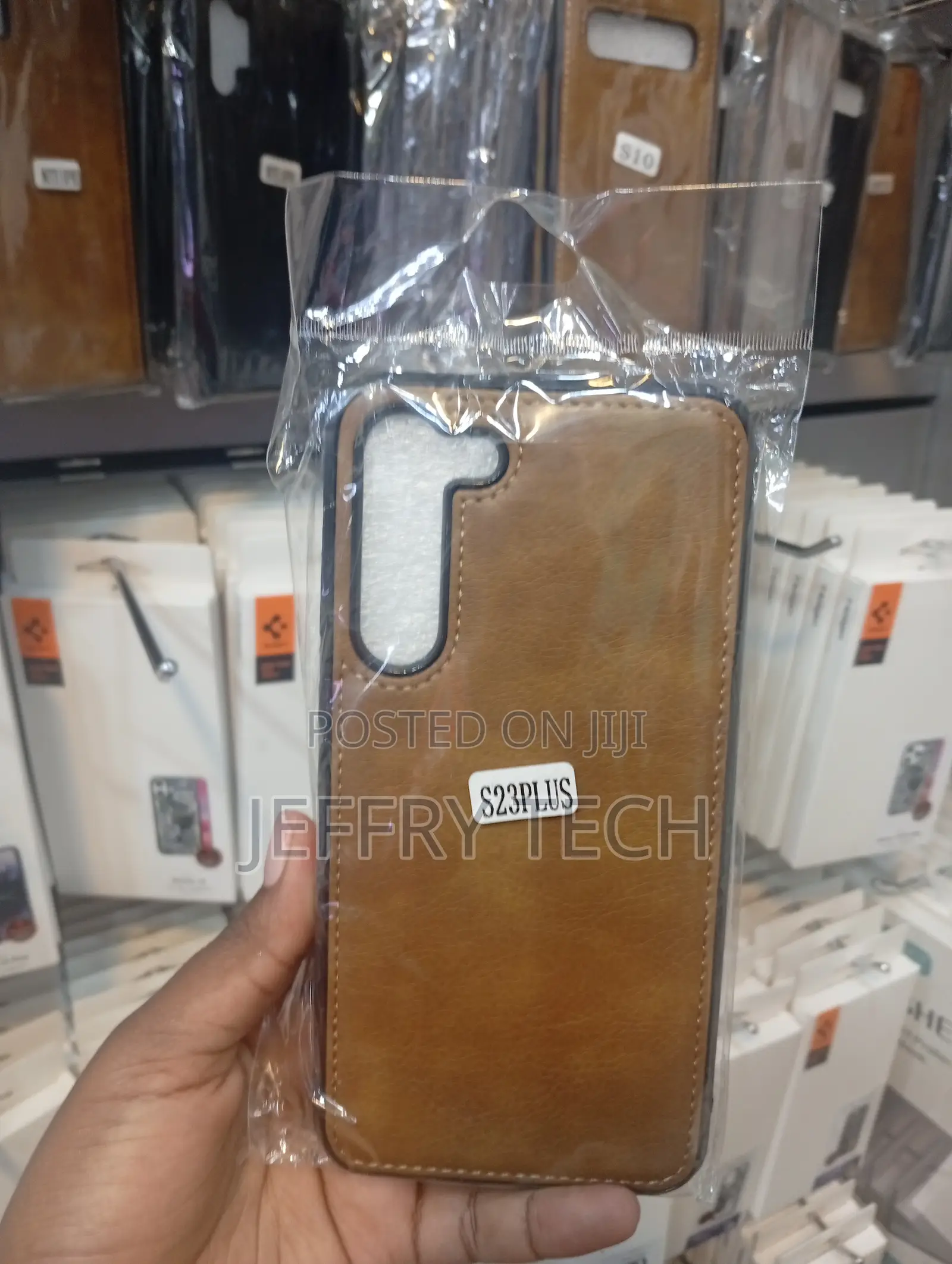 Samsung Galaxy S23 Plus a Brown Faux Leather Back Cover Case