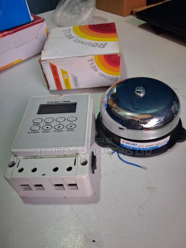 Auto Bell Timer Switch and 100mm Round Bell Silver Gong - thumbnail 2