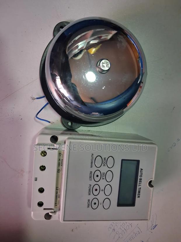 Auto Bell Timer Switch and 100mm Round Bell Silver Gong - thumbnail 4