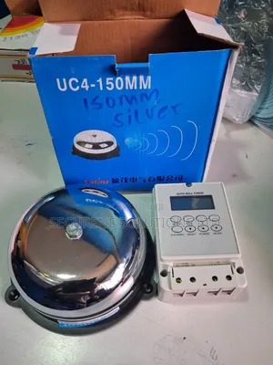 Auto Bell Timer Switch and 150mm Round Silver Bell Gong