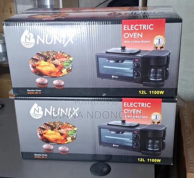 Nunix 3 in 1 Breakfast Maker; Toaster,Oven, Coffee Maker .Ksh. 4,300/