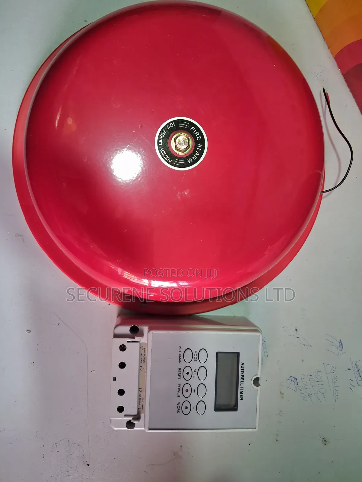 250mm Electric School Bell Gong Red Round and Auto Bell Timer Switch