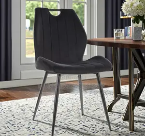 Dining Chair: Metal Leg Dining Chair With Fabric Upholstery