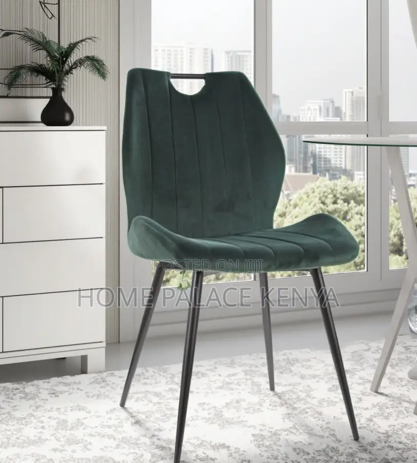 Dining Chair: Metal Leg Dining Chair With Fabric Upholstery