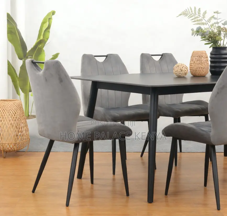 Dining Chair: Metal Leg Dining Chair With Fabric Upholstery