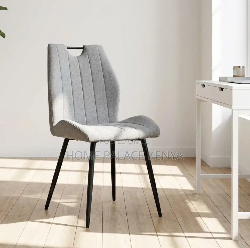 Dining Chair: Metal Leg Dining Chair With Fabric Upholstery