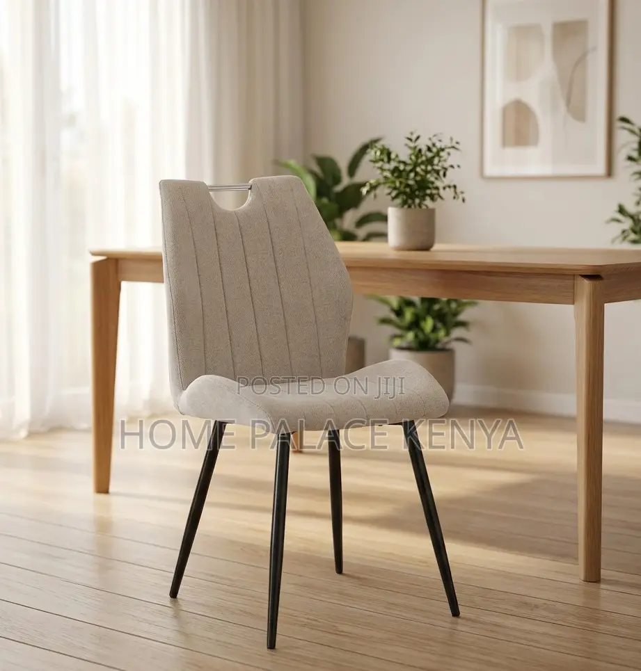 Dining Chair: Metal Leg Dining Chair With Fabric Upholstery