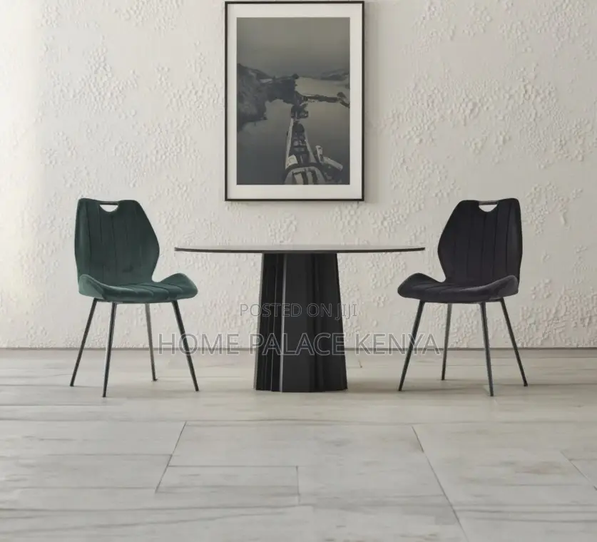 Dining Chair: Metal Leg Dining Chair With Fabric Upholstery