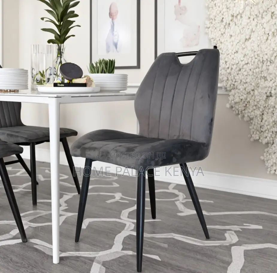 Dining Chair: Metal Leg Dining Chair With Fabric Upholstery