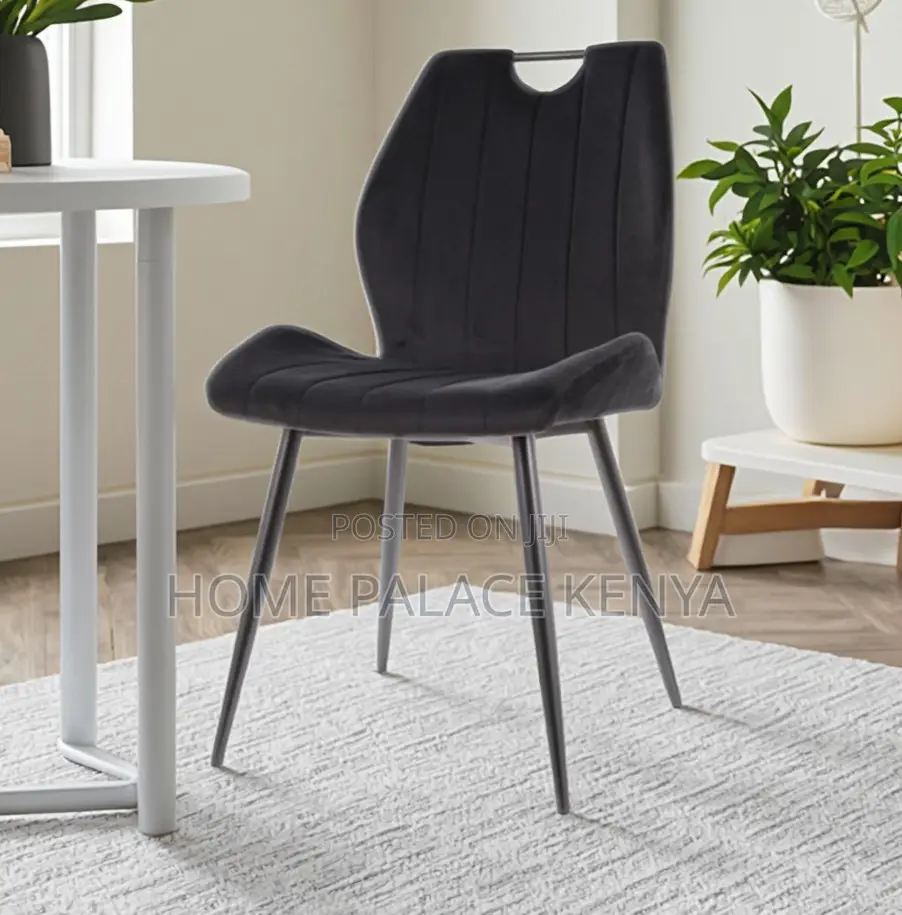 Dining Chair: Metal Leg Dining Chair With Fabric Upholstery