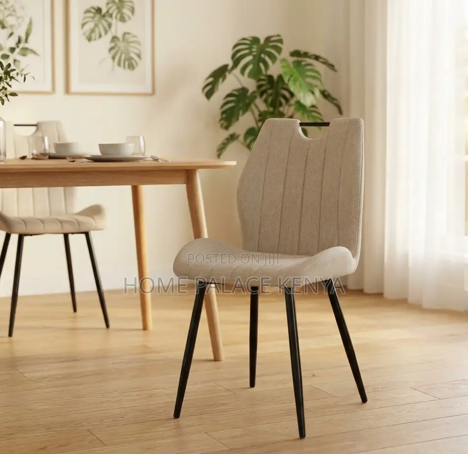 Dining Chair: Metal Leg Dining Chair With Fabric Upholstery