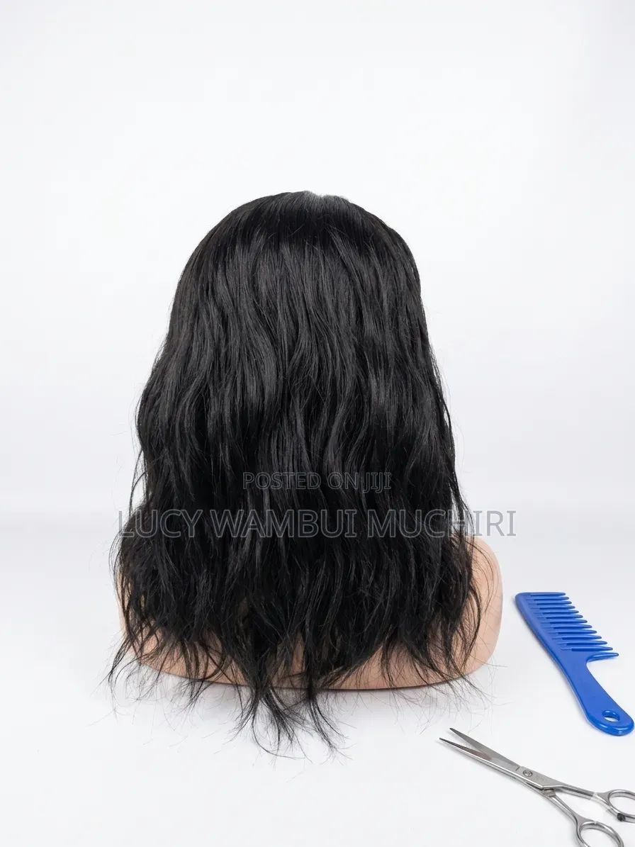 Short Curly High-Fiber Semi-Human Wig