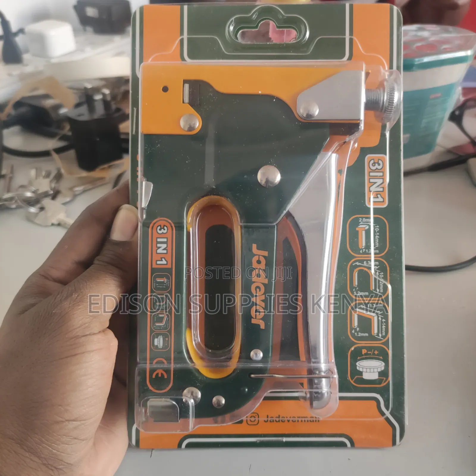 Staple Guns Heavy Duty Jadever 3-in-1 Crown Brad Stapler Gun 3 Way