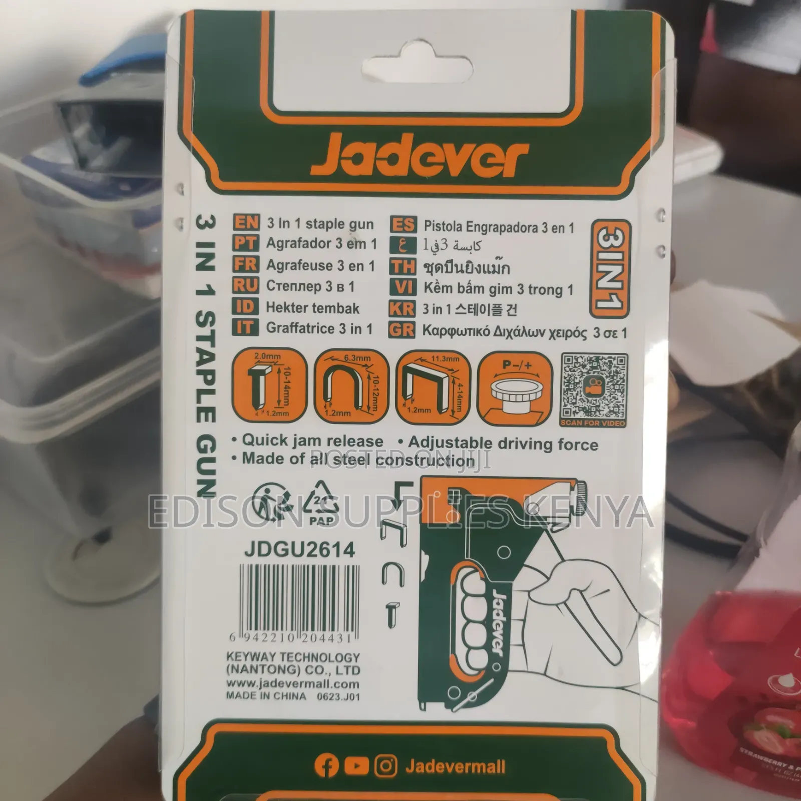 Staple Guns Heavy Duty Jadever 3-in-1 Crown Brad Stapler Gun 3 Way