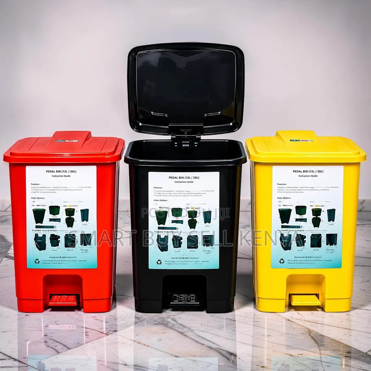 Portable Design Elegant Finish 30l Hard Plastic Step Pedal Waste Bin