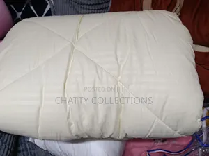 Cream 6 by 7 Stripped Binded Duvet With Bedsheets