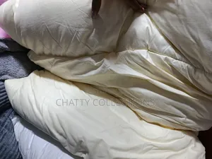 Cream 6 by 7 Stripped Binded Duvet With Bedsheets