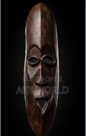 Tall Elongated Makonde-Style Mask Hand-Carved