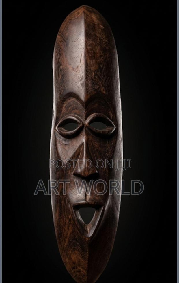 Tall Elongated Makonde-Style Mask Hand-Carved