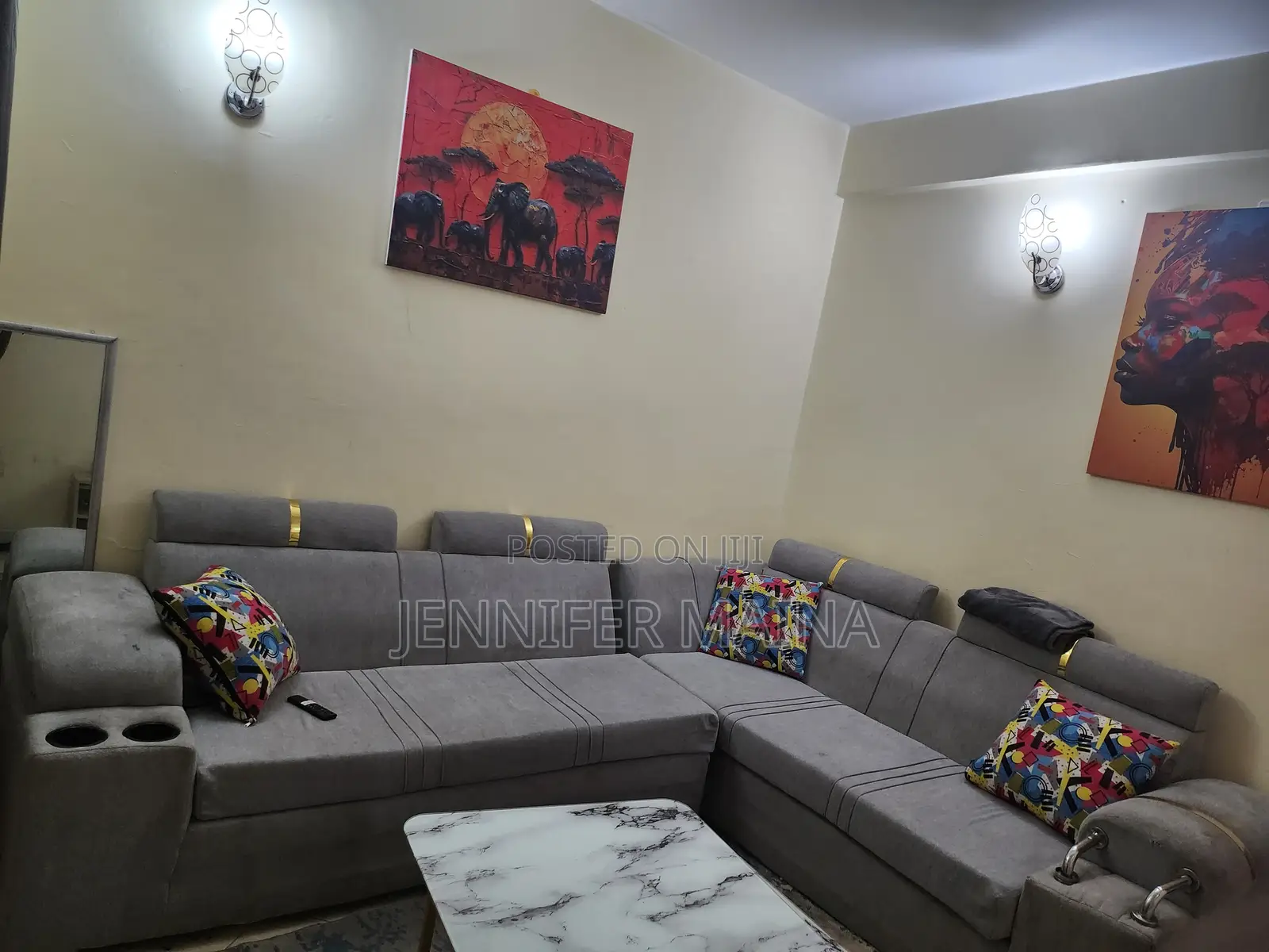 Grey L-Shaped Couch