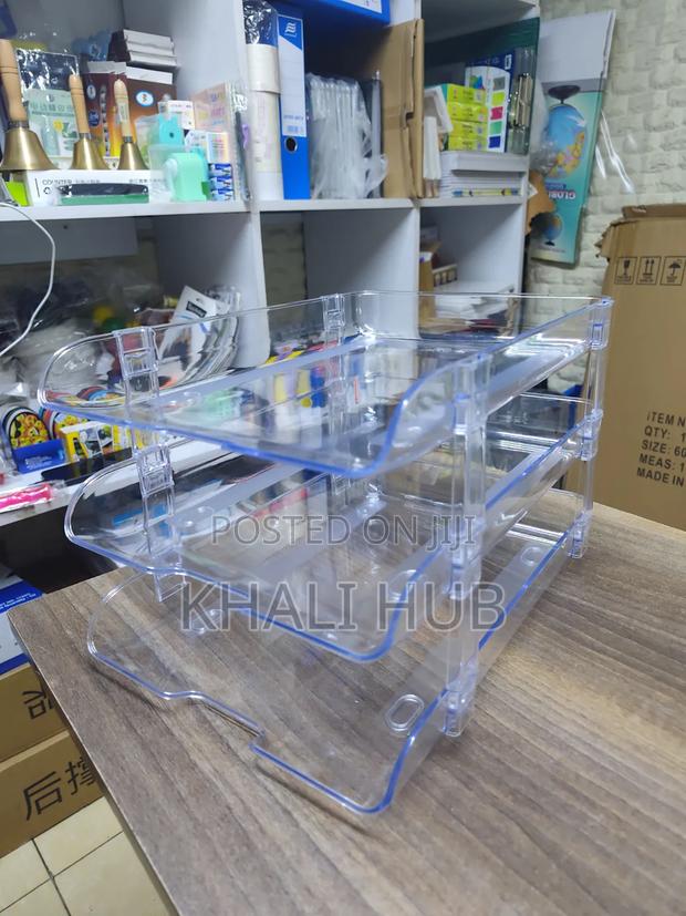 Transparent 3 Tier Document Tray – Office File Organizer Document Tray