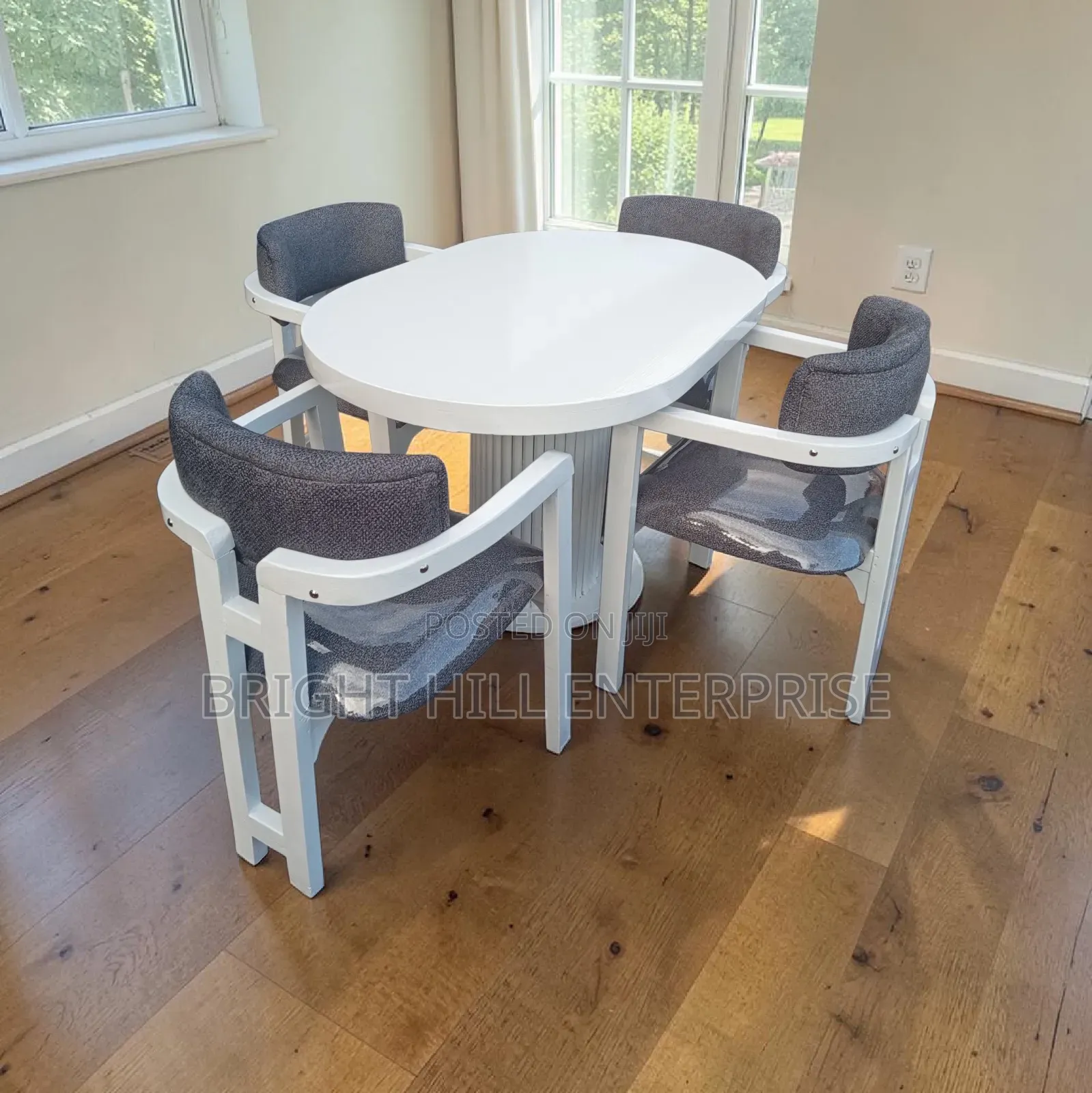 White and Grey 4 Seater Dining Table Sets