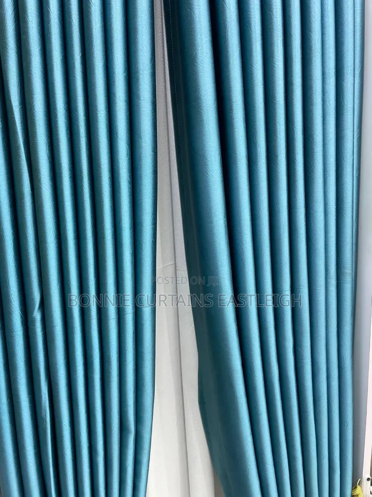 Blue Modern Curtains Mixed With Cream