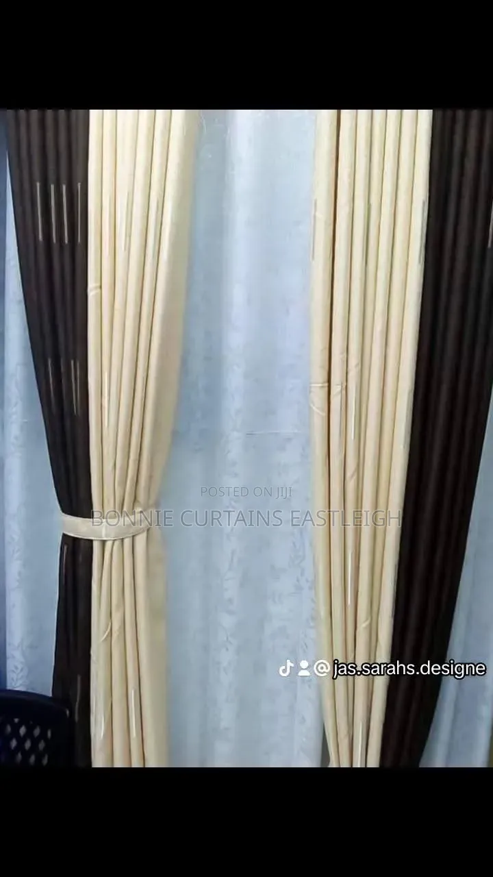 Brown Modern Curtains Mixed With Cream
